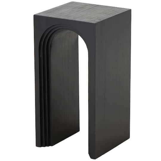 12" x 24" Black Wood Cutout Arch Side End Accent Table